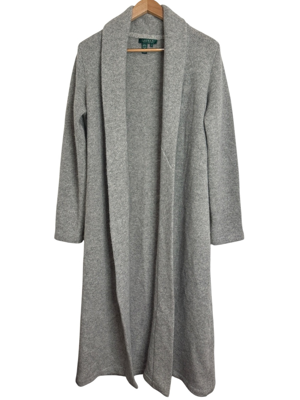 Lauren Ralph Lauren Longline Open Front Cardigan Angora and Wool Gray size L